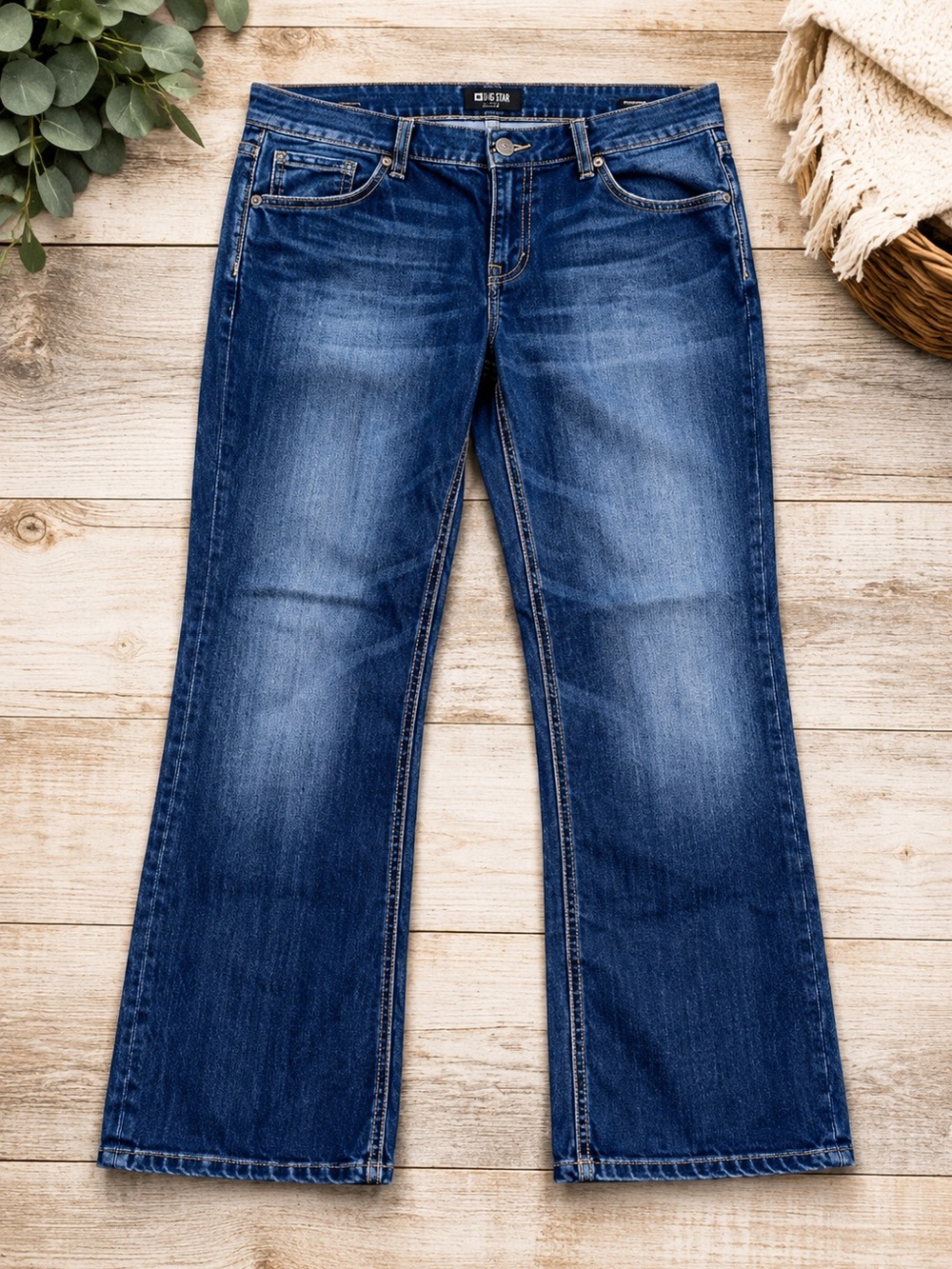 BKE Men's Dark Blue Faded Slim-Straight Jeans (632)